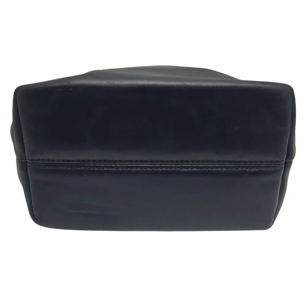 Retro Status Quo Black Leather Purse Vintage Small Minimalist Carry Handbag NYC - Picture 3 of 9